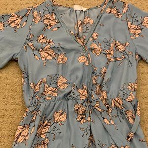 WOMENS SIENNA SKY PINK/BLUE FLORAL FAUX WRAP DRESS